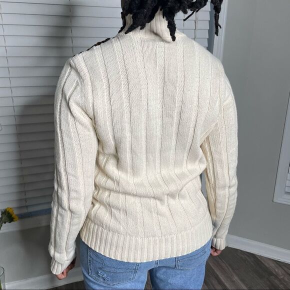 Revolve Ralph Lauren Jeans Ribbed Cream Turtleneck Sweater - Picture 5 of 15